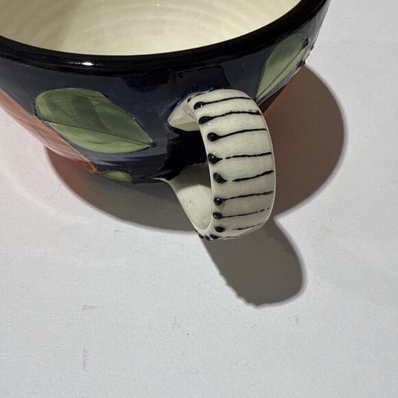 Denise Ford Pottery Hand-Painted Peach Mug 12oz Signed 1994 - Picture 3 of 7